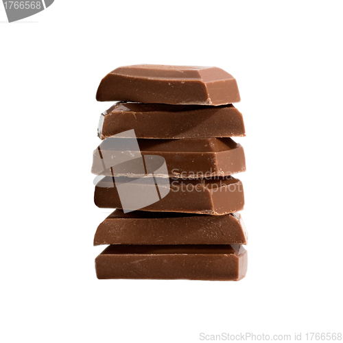 Image of Chocolate pieces on white