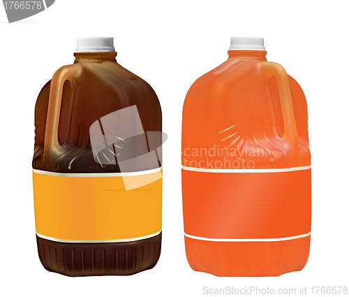 Image of Green tea in one gallon plastic jug with blank label.