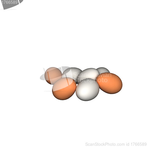 Image of 3D rendering of three eggs forming a line