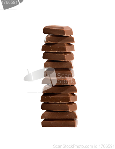 Image of Broken chocolate bar on a white background