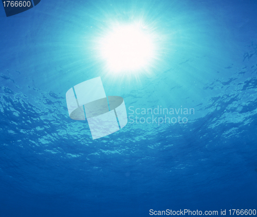 Image of Underwater Scene with sun rays abstract with water and sun rays