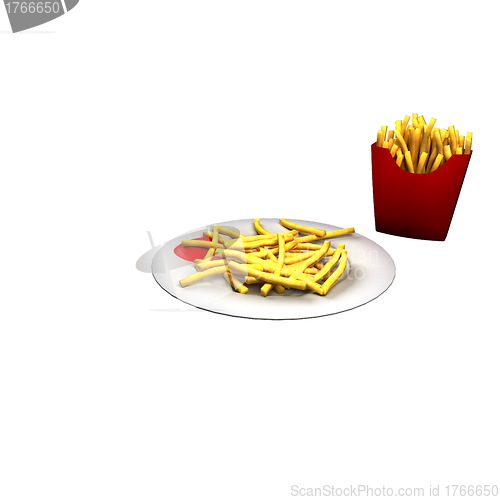 Image of Delicious serving of french fries isolated on white