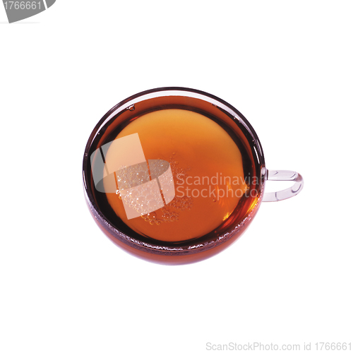 Image of Tea in glass cup isolated on a white background