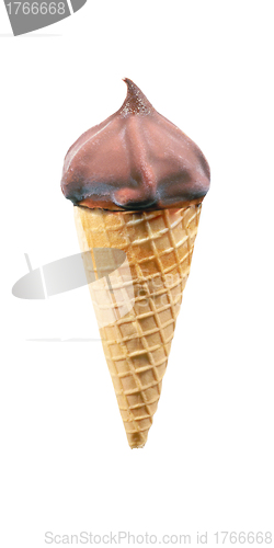 Image of Chocolate ice cream in a sugar cone