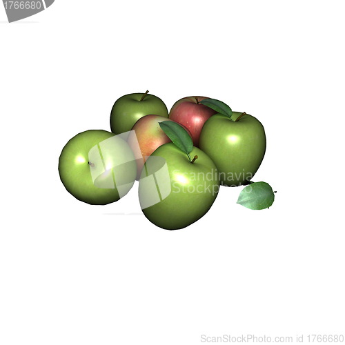 Image of the three-color apples 3d rendering