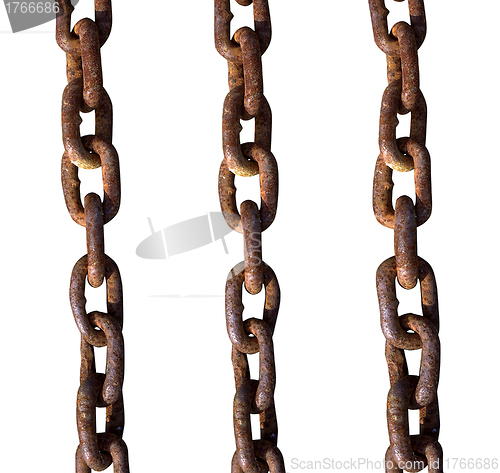 Image of rusty chain elements isolated