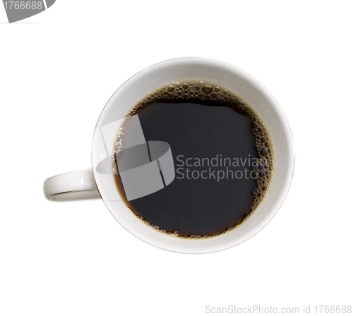 Image of Top view of black coffee cup isolated on white