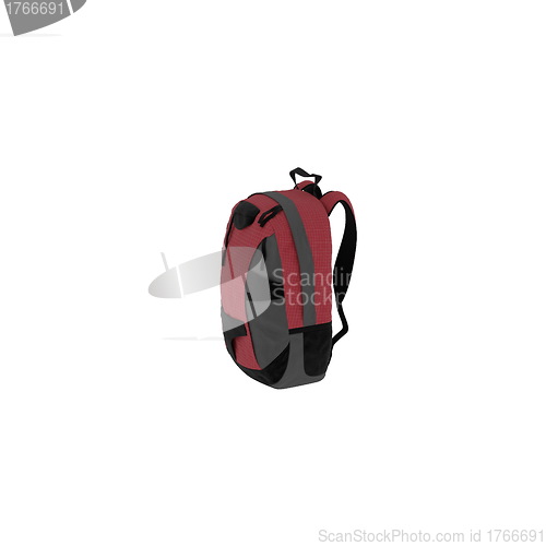 Image of isolated red travel rucksack on a white background