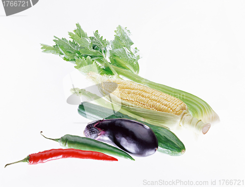 Image of fresh vegetable with leaves isolated on white background