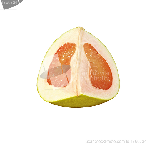 Image of half of fresh pink grapefruit