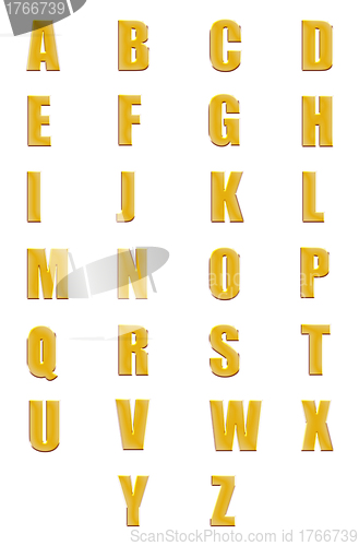 Image of High resolution conceptual golden fonts set or collection isolated