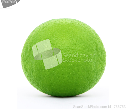 Image of single lime on white background