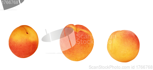 Image of Ripe peaches on a white background
