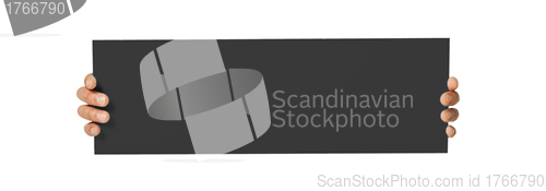 Image of Hands holding paper isolated on white