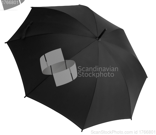 Image of An opened Black umbrella on a white background
