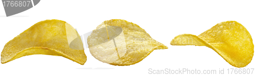 Image of potato chips on white background