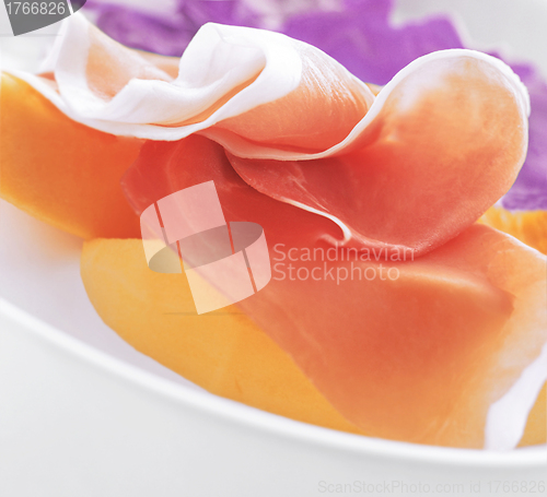 Image of Tasty sliced pork bacon isolated on white background