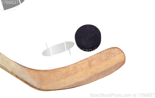 Image of close up of an ice hockey stick isolated