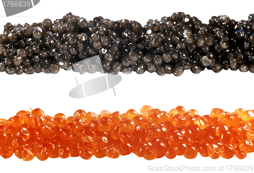 Image of Red and black fish caviar