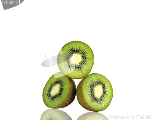 Image of sliced kiwi isolated on white background