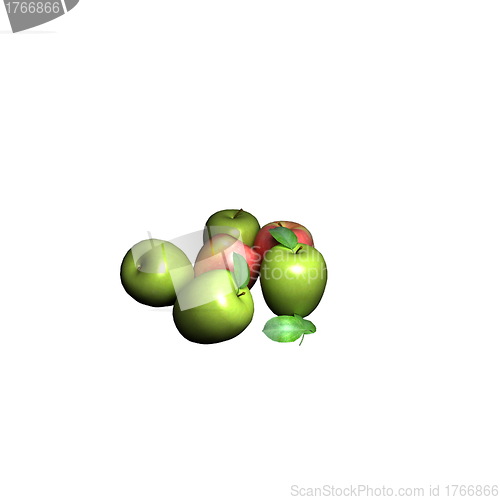 Image of the three-color apples 3d rendering