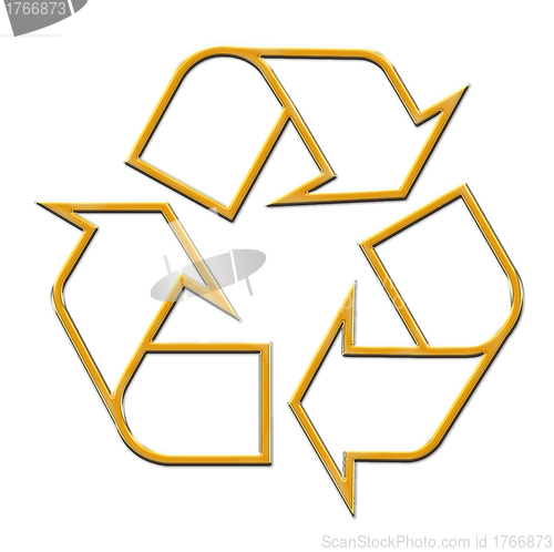 Image of 3D Golden Recycle Symbol