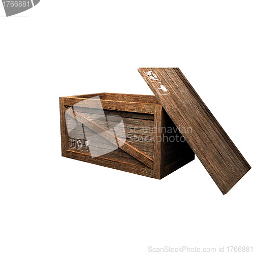 Image of 3d render of wooden box