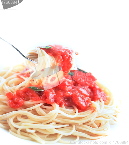 Image of spaghetti with tomato sauce