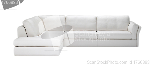 Image of white leather sofa isolated against white background