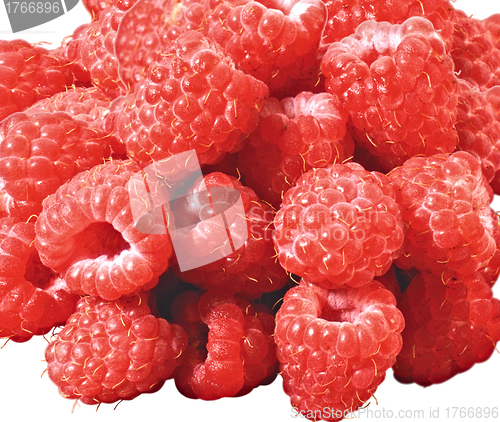 Image of A beautiful selection of freshly picked ripe red raspberries