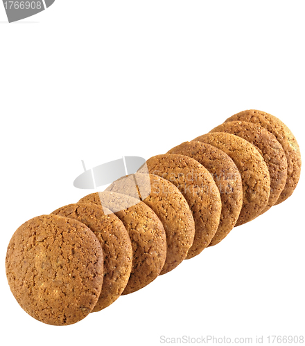 Image of Stack of oatmeal cookies on the white background