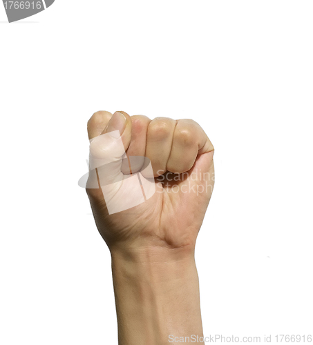 Image of Image of male showing fist isolated over white