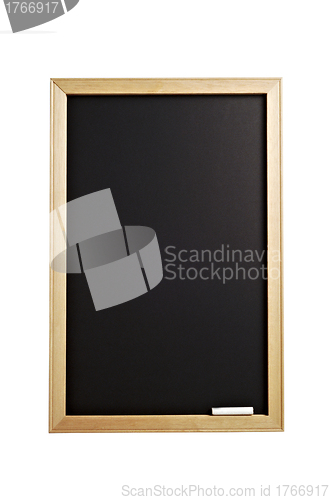 Image of blackboard with wooden frame and are colored white pastel
