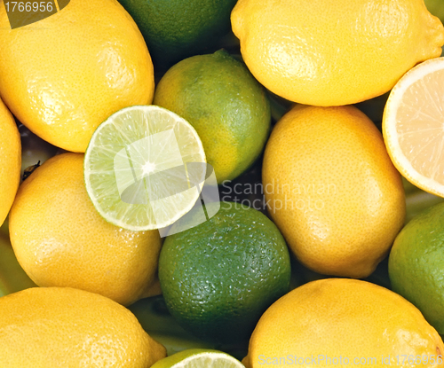 Image of image of a fresh whole lime,lemon and orange