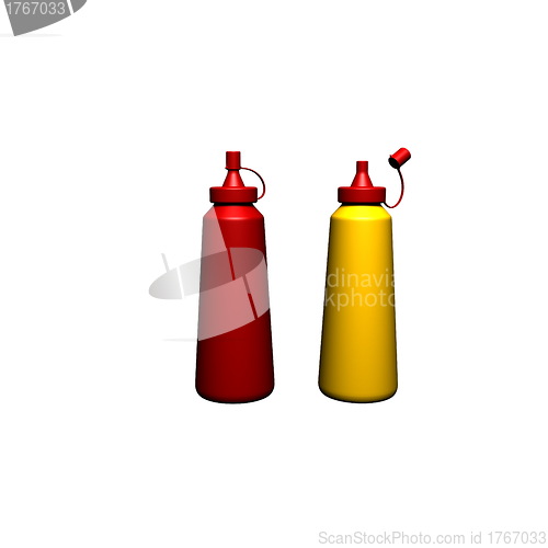 Image of A mayonnaise and tomato ketchup bottles isolated