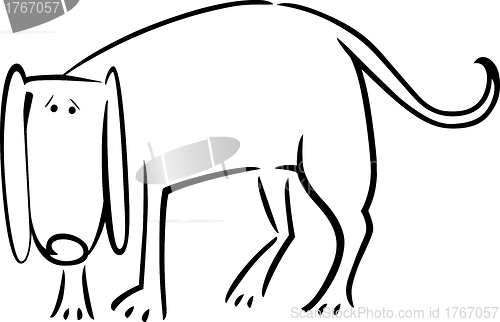 Image of cartoon doodle of sad dog for coloring