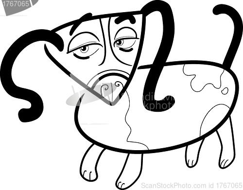 Image of cartoon doodle of dog for coloring