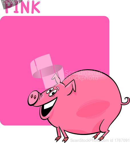 Image of Color Pink and Pig Cartoon