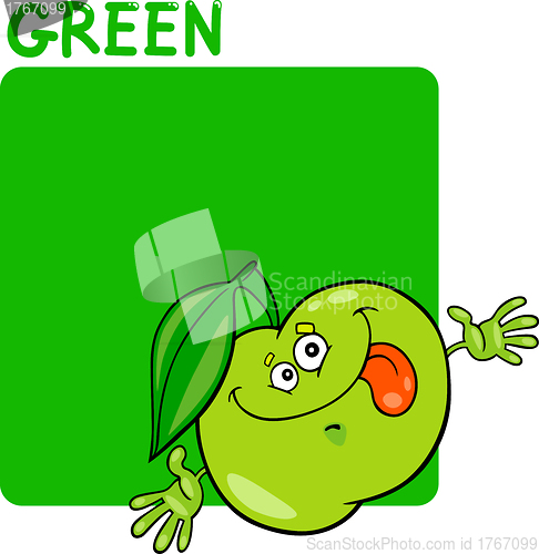 Image of Color Green and Apple Cartoon