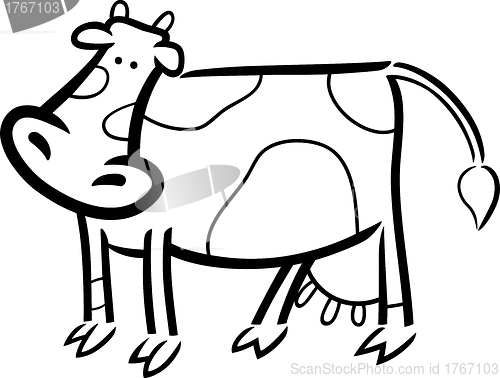 Image of cartoon doodle of farm cow for coloring