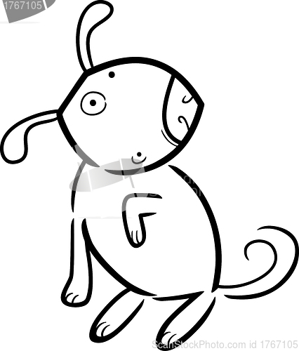 Image of cartoon doodle of dog for coloring