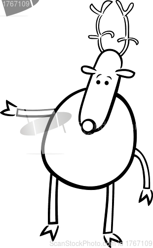 Image of cartoon doodle of deer for coloring