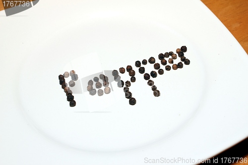 Image of pepper text on a plate