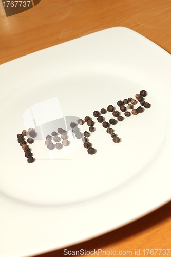 Image of pepper text on a plate