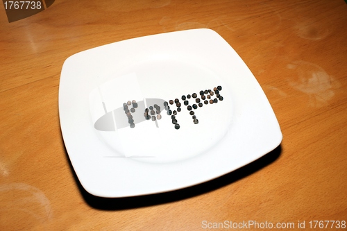 Image of pepper text on a plate