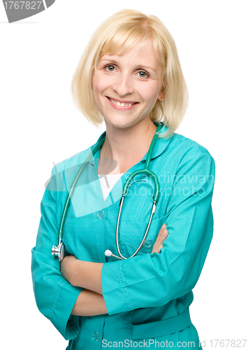 Image of Portrait of a woman wearing doctor uniform