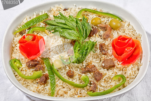 Image of Rice with meat and vegetables