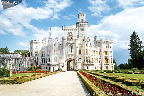 Image of Famous white castle Hluboka nad Vltavou