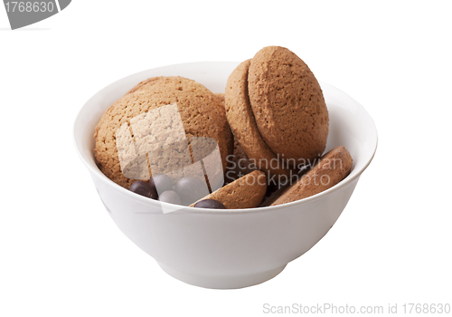 Image of oatmeal cookies and chocolate candy