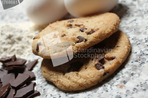 Image of chocolate chip cookies baking